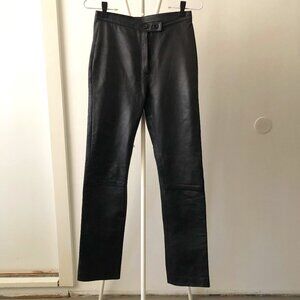 BLACK LAMBSKIN LEATHER PANTS ROCKER FESTIVAL BOHO NWOT